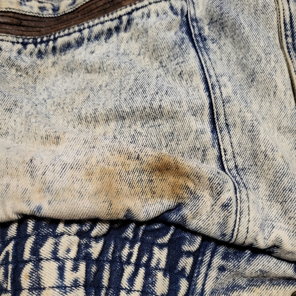 Vintage Y2K Stone Acid Wash Denim Heavy Winter Coat Quilted Lined Size Large - Picture 7 of 7